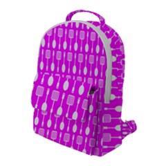 Purple Spatula Spoon Pattern Flap Pocket Backpack (Large)