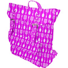 Purple Spatula Spoon Pattern Buckle Up Backpack