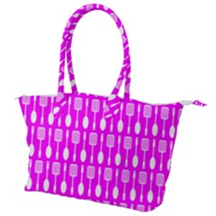 Purple Spatula Spoon Pattern Canvas Shoulder Bag