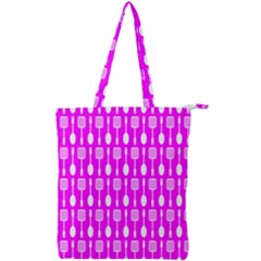 Purple Spatula Spoon Pattern Double Zip Up Tote Bag