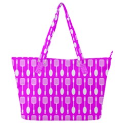 Purple Spatula Spoon Pattern Full Print Shoulder Bag