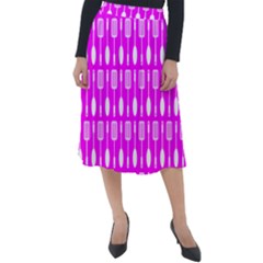 Purple Spatula Spoon Pattern Classic Velour Midi Skirt 