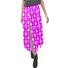 Purple Spatula Spoon Pattern Velour Split Maxi Skirt