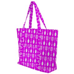 Purple Spatula Spoon Pattern Zip Up Canvas Bag