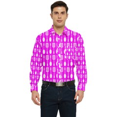 Purple Spatula Spoon Pattern Men s Long Sleeve Pocket Shirt 