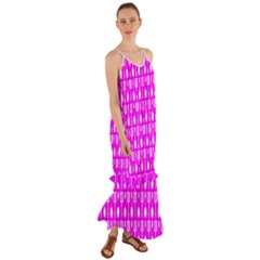 Purple Spatula Spoon Pattern Cami Maxi Ruffle Chiffon Dress