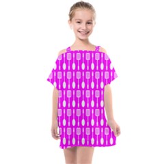 Purple Spatula Spoon Pattern Kids  One Piece Chiffon Dress