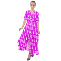 Purple Spatula Spoon Pattern Waist Tie Boho Maxi Dress