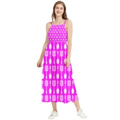 Purple Spatula Spoon Pattern Boho Sleeveless Summer Dress