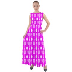 Purple Spatula Spoon Pattern Chiffon Mesh Boho Maxi Dress