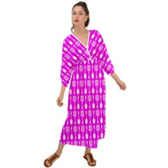 Purple Spatula Spoon Pattern Grecian Style  Maxi Dress