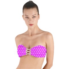 Purple Spatula Spoon Pattern Twist Bandeau Bikini Top