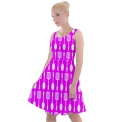Purple Spatula Spoon Pattern Knee Length Skater Dress