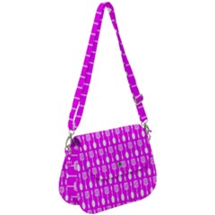 Purple Spatula Spoon Pattern Saddle Handbag