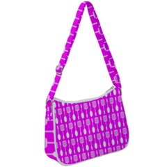Purple Spatula Spoon Pattern Zip Up Shoulder Bag