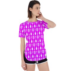 Purple Spatula Spoon Pattern Perpetual Short Sleeve T-Shirt