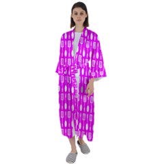 Purple Spatula Spoon Pattern Maxi Satin Kimono