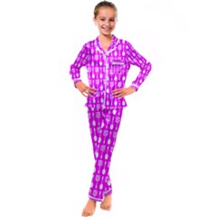 Purple Spatula Spoon Pattern Kid s Satin Long Sleeve Pajamas Set