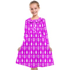 Purple Spatula Spoon Pattern Kids  Midi Sailor Dress