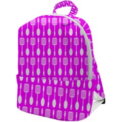 Purple Spatula Spoon Pattern Zip Up Backpack