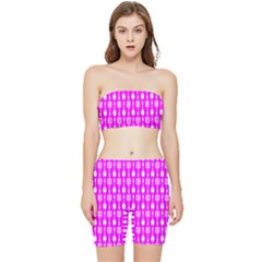 Purple Spatula Spoon Pattern Stretch Shorts and Tube Top Set