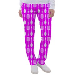 Purple Spatula Spoon Pattern Women s Casual Pants