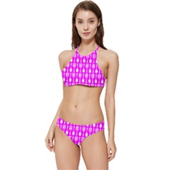 Purple Spatula Spoon Pattern Banded Triangle Bikini Set