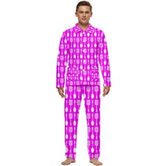 Purple Spatula Spoon Pattern Men s Long Sleeve Velvet Pocket Pajamas Set