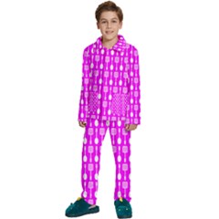 Purple Spatula Spoon Pattern Kids  Long Sleeve Velvet Pajamas Set