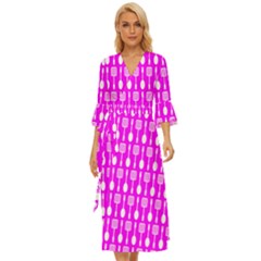 Purple Spatula Spoon Pattern Midsummer Wrap Dress
