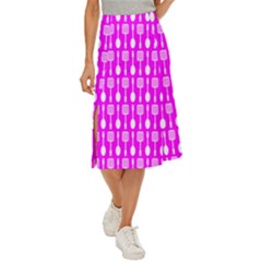 Purple Spatula Spoon Pattern Midi Panel Skirt