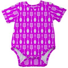 Purple Spatula Spoon Pattern Baby Short Sleeve Bodysuit