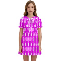 Purple Spatula Spoon Pattern Kids  Sweet Collar Dress