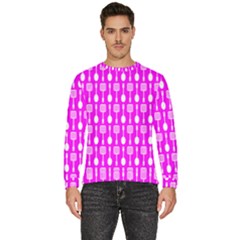 Purple Spatula Spoon Pattern Men s Fleece Sweatshirt