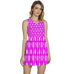 Purple Spatula Spoon Pattern Sleeveless High Waist Mini Dress