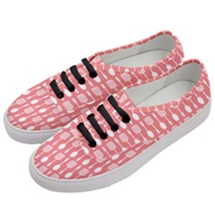Coral And White Kitchen Utensils Pattern Women s Classic Low Top Sneakers by GardenOfOphir