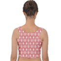 Coral And White Kitchen Utensils Pattern Velvet Crop Top View2