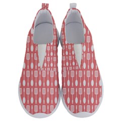 Coral And White Kitchen Utensils Pattern No Lace Lightweight Shoes by GardenOfOphir