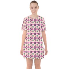 Cute Floral Pattern Sixties Short Sleeve Mini Dress by GardenOfOphir