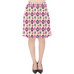 Cute Floral Pattern Velvet High Waist Skirt by GardenOfOphir