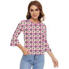 Cute Floral Pattern Bell Sleeve Top