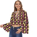 Cute Floral Pattern Boho Long Bell Sleeve Top View2