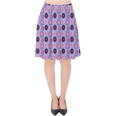 Cute Floral Pattern Velvet High Waist Skirt