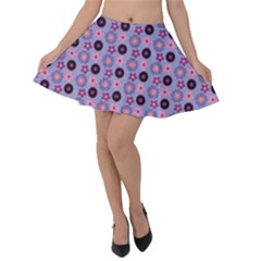 Cute Floral Pattern Velvet Skater Skirt by GardenOfOphir