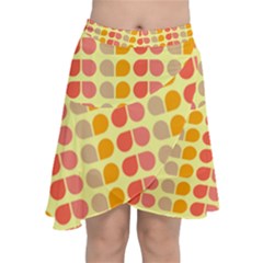 Colorful Leaf Pattern Chiffon Wrap Front Skirt