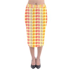 Colorful Leaf Pattern Velvet Midi Pencil Skirt