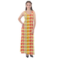 Colorful Leaf Pattern Sleeveless Velour Maxi Dress