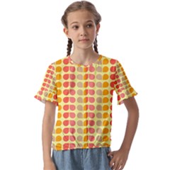 Colorful Leaf Pattern Kids  Cuff Sleeve Scrunch Bottom Tee