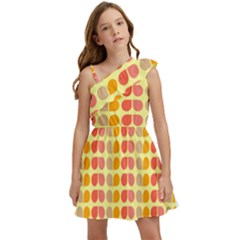 Colorful Leaf Pattern Kids  One Shoulder Party Dress