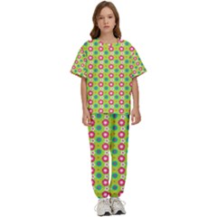 Cute Floral Pattern Kids  Tee And Pants Sports Set by GardenOfOphir